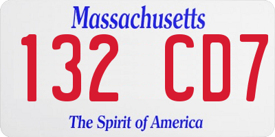 MA license plate 132CD7