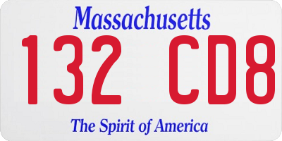 MA license plate 132CD8