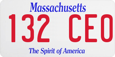 MA license plate 132CE0