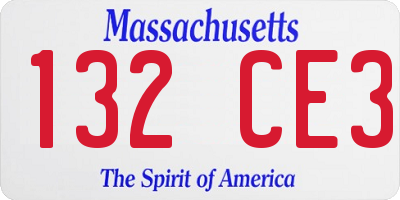 MA license plate 132CE3
