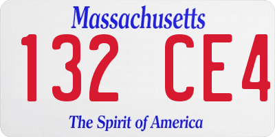 MA license plate 132CE4