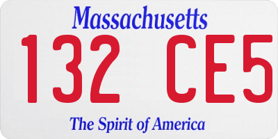 MA license plate 132CE5