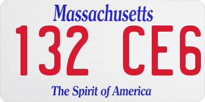 MA license plate 132CE6