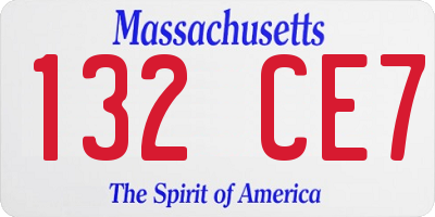 MA license plate 132CE7
