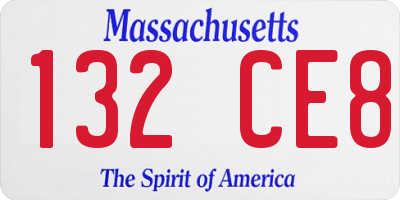MA license plate 132CE8