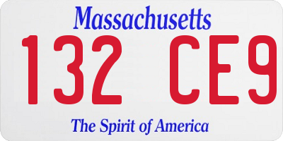 MA license plate 132CE9