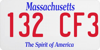 MA license plate 132CF3