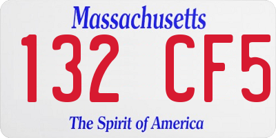 MA license plate 132CF5