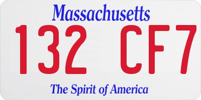 MA license plate 132CF7