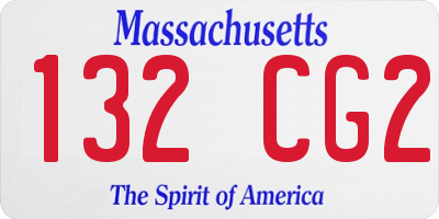 MA license plate 132CG2