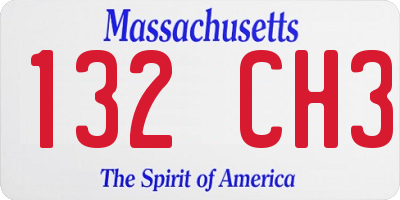 MA license plate 132CH3