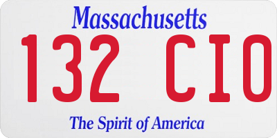 MA license plate 132CI0