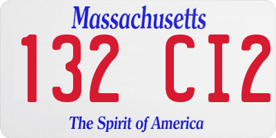 MA license plate 132CI2