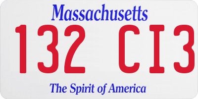 MA license plate 132CI3