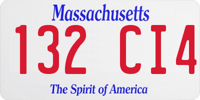 MA license plate 132CI4