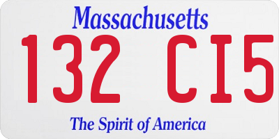 MA license plate 132CI5