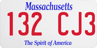 MA license plate 132CJ3