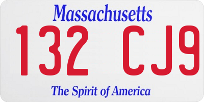 MA license plate 132CJ9