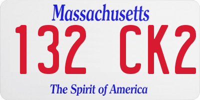 MA license plate 132CK2