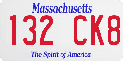 MA license plate 132CK8