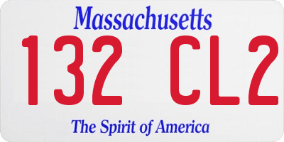 MA license plate 132CL2