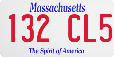 MA license plate 132CL5