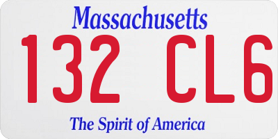 MA license plate 132CL6