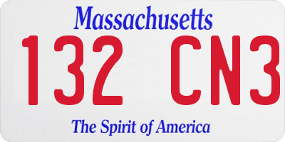 MA license plate 132CN3