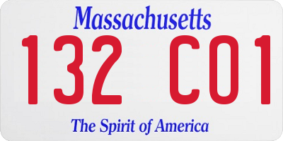 MA license plate 132CO1