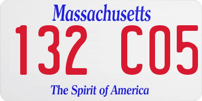 MA license plate 132CO5