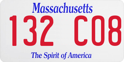 MA license plate 132CO8