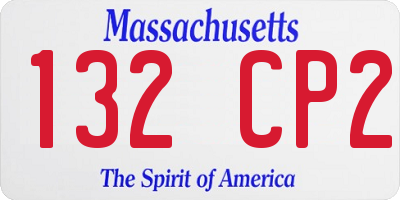 MA license plate 132CP2