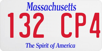 MA license plate 132CP4