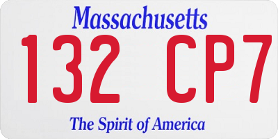 MA license plate 132CP7