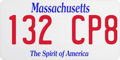 MA license plate 132CP8
