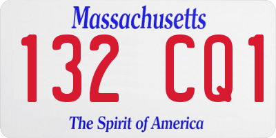 MA license plate 132CQ1