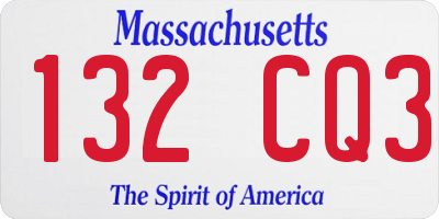 MA license plate 132CQ3