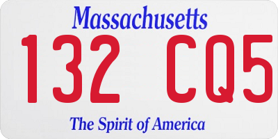 MA license plate 132CQ5