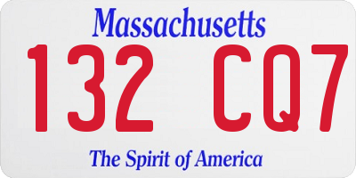 MA license plate 132CQ7