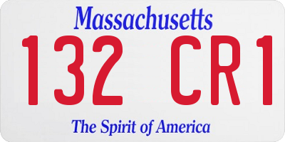 MA license plate 132CR1