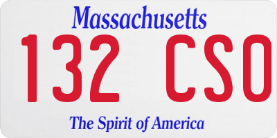 MA license plate 132CS0