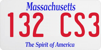 MA license plate 132CS3