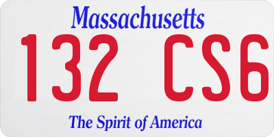 MA license plate 132CS6