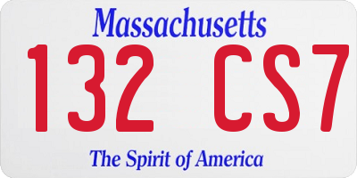 MA license plate 132CS7