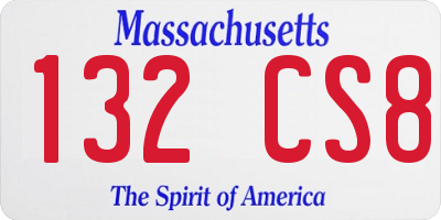 MA license plate 132CS8
