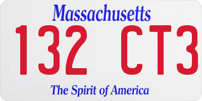 MA license plate 132CT3