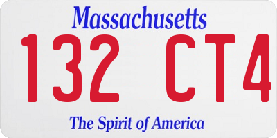 MA license plate 132CT4