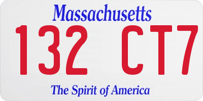 MA license plate 132CT7