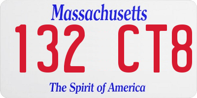 MA license plate 132CT8