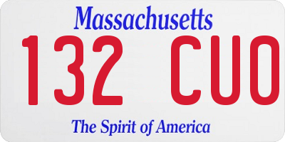 MA license plate 132CU0